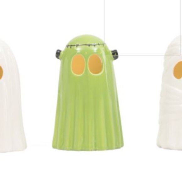 🎃 Halloween Goblin & Ghoul Set of 3 LED Ceramic 5.25x8 Light Up Ghosts - Picture 2 of 2